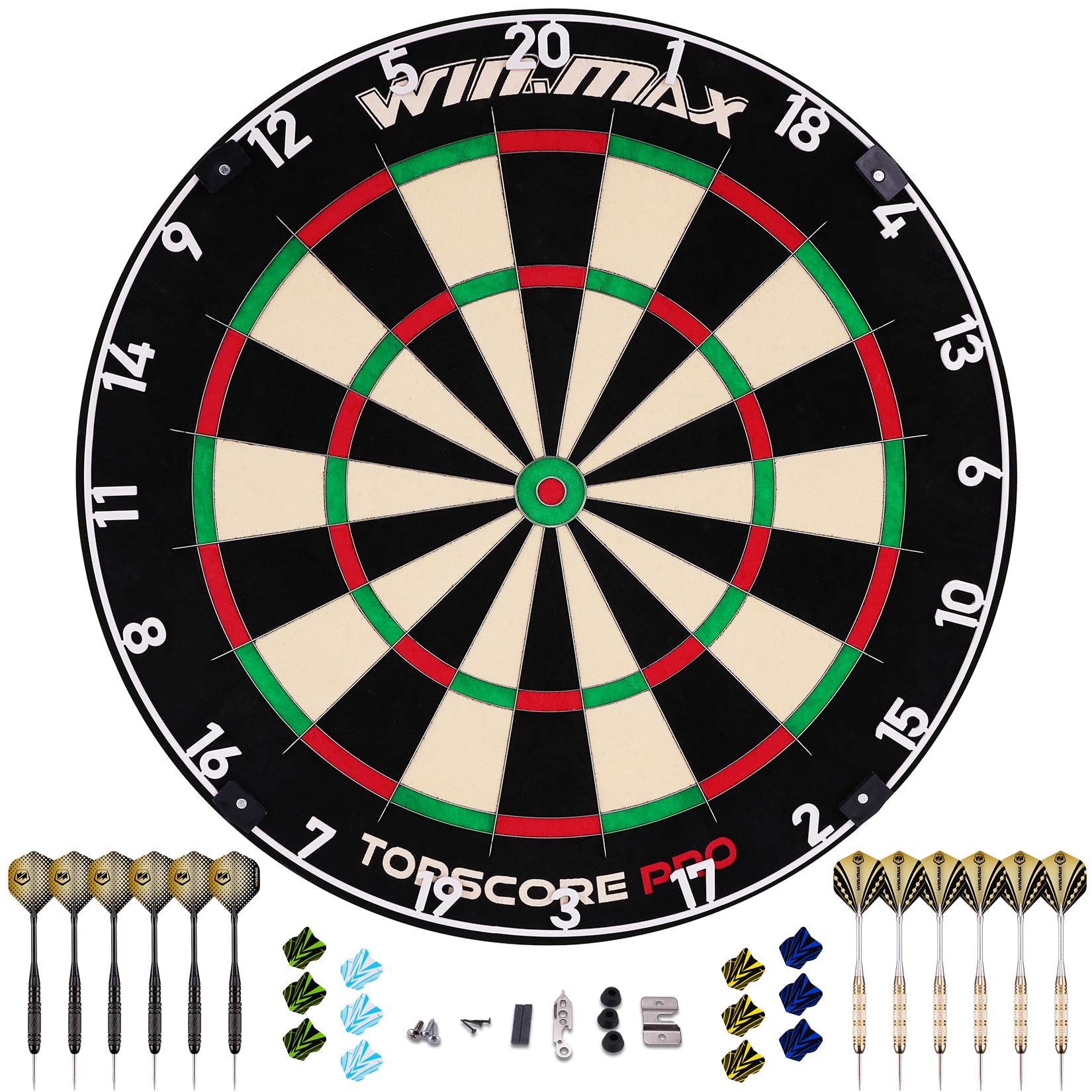WIN.MAX PRO Pro Bristle Steel Tip Dartboard for Adults, Dartboard
